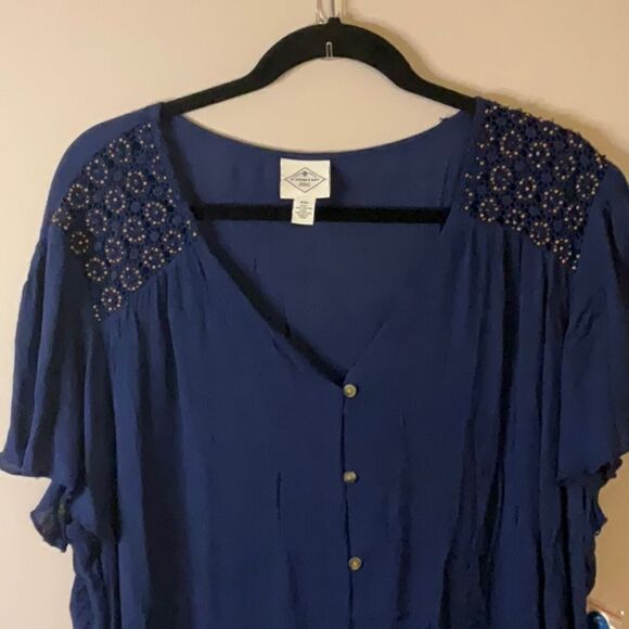 NWT St. John's Bay Blue Tie Front Blouse - Size XXL - Picture 6 of 12